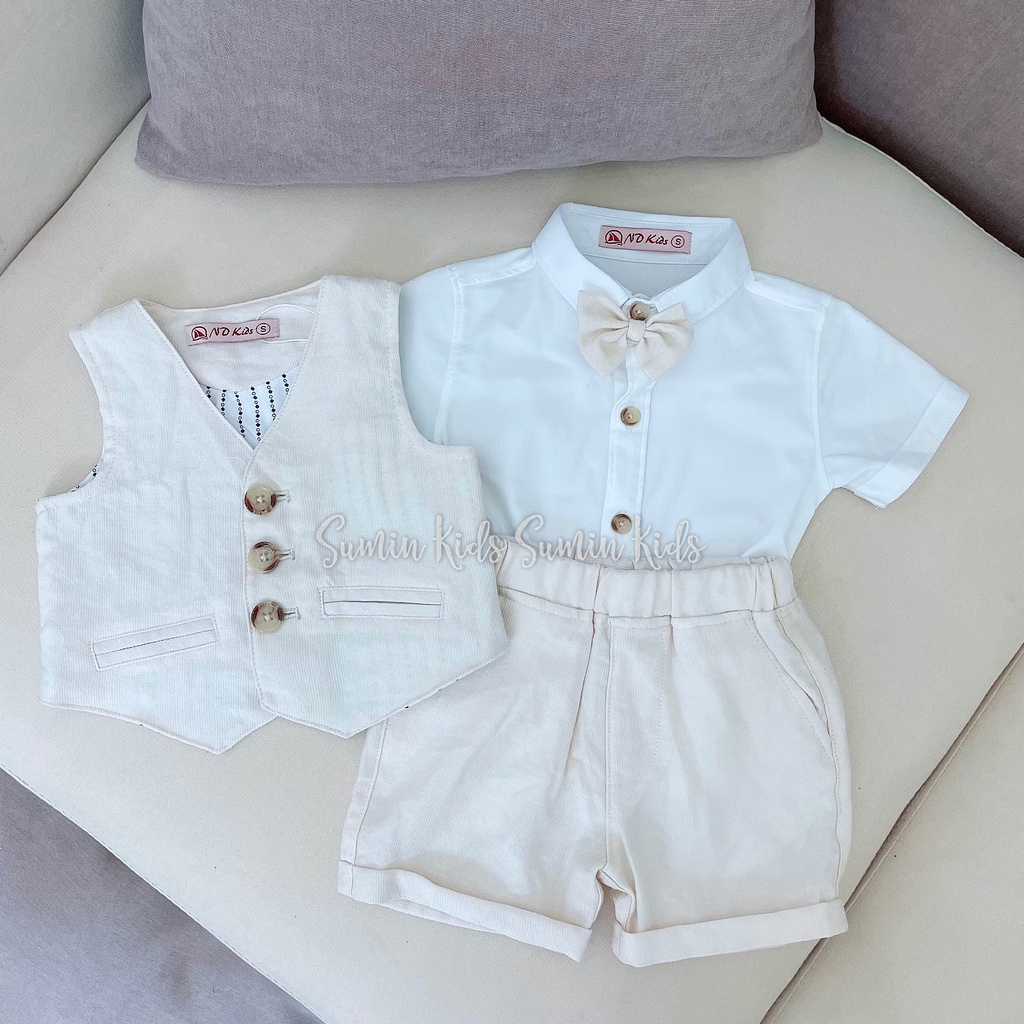 Bộ vest bé trai sơ sinh đến 1 2 3 tuổi mẫu bộ công tử cho bé trai 4 chi tiết dành cho bé Sumin Kid