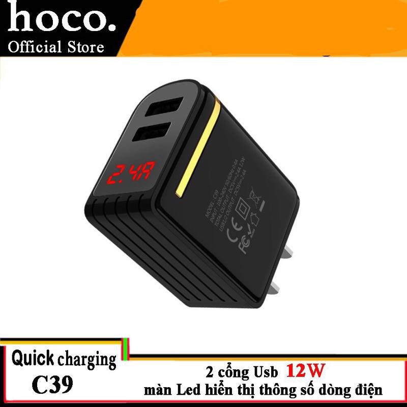 CÓC SẠC 2 CỔNG HOCO C39 - 12W