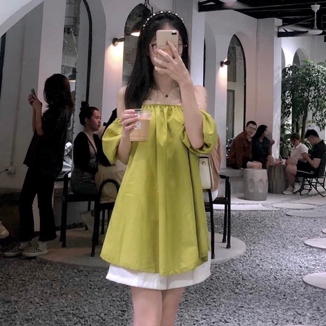 Áo trễ vai tay bồng hở vai nữ dáng xòe rộng dễ thương HOT TREND