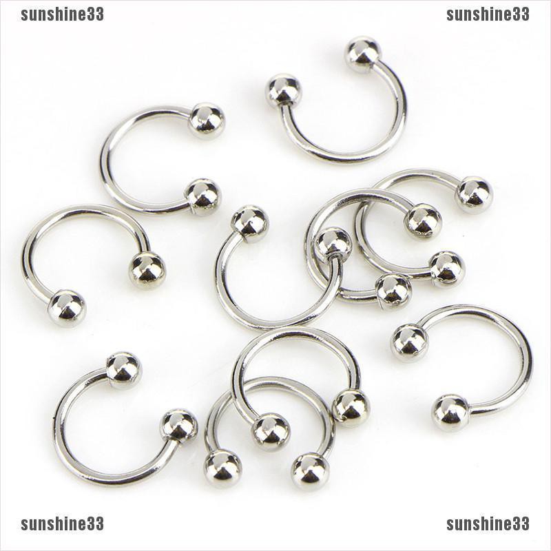 10 Khuyên Mũi Thép Không Gỉ Hình Móng Ngựa