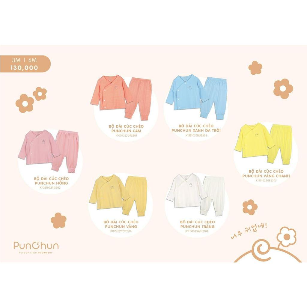 Punchun bộ dài tay cúc chéo dành cho bé sơ sinh từ sơ sinh đến 6 tháng SS2023D03