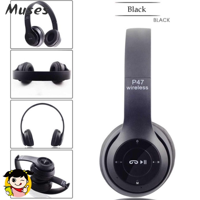 Tai Nghe Bluetooth Không Dây P47 Có Thể Gập Lại Kèm Mic Tương Thích Với Điện Thoại Di Động Xiaomi Iphone Sumsamg