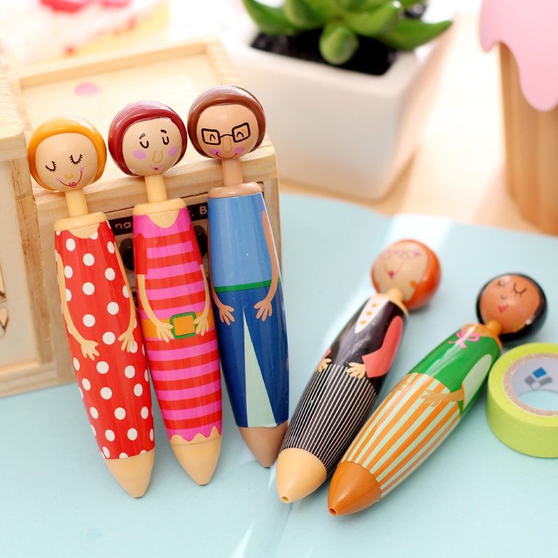 Set 5 Bút Bi Ngòi 0.5mm Hình Búp Bê Dễ Thương Cho Học Sinh/Văn Phòng C6569