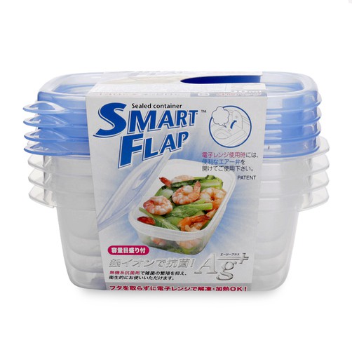 Bộ 4 hộp nhựa thực phẩm kháng khuẩn Lustroware Nhật Bản 400ml / 1 hộp dùng lò vi sóng, tủ động A-040LB