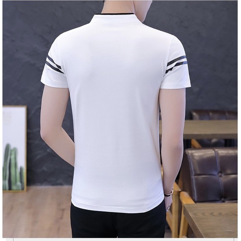 Áo thun nam Áo phông nam cổ tàu tay ngắn vải cotton poly chống nhăn skymen fashion MKT4710