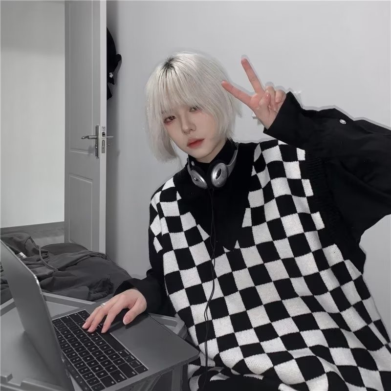 Áo sweater Dệt Kim Sát Nách Dáng Rộng Cổ Chữ v Thời Trang Xuân Thu Có 2 Màu Size m-2xl