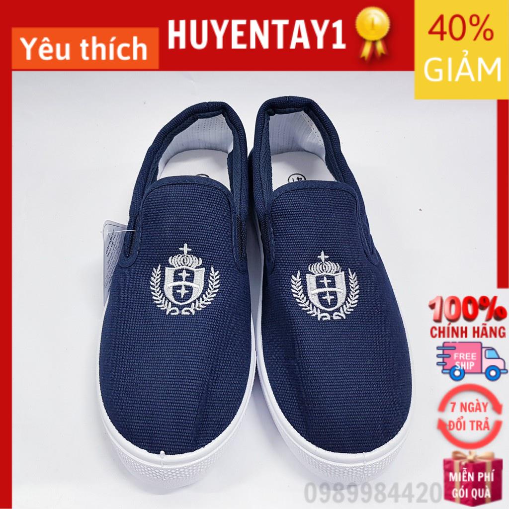 Giày thể dục nam nữ giá rẻ, Giầy lao động, Giầy bata nam nữ 37- 43 màu xanh đậm, kiểu dáng Giầy lười