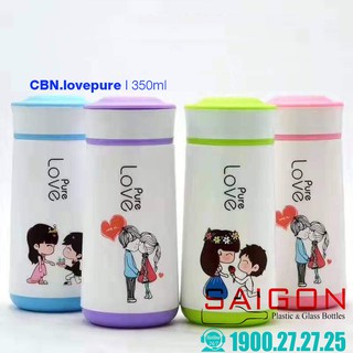 Bình Thủy Tinh Bọc nhựa Giữ Nhiệt Love Pure 350ml