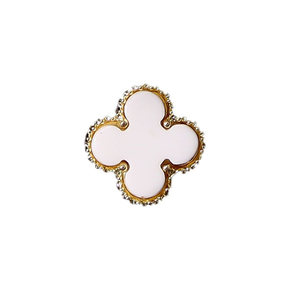 [Hàng mới về] Phụ Kiện Trang Trí Móng Tay Nghệ Thuật Hình Cỏ Bốn Lá 3D Bằng Hợp Kim Màu Trắng Và Đen