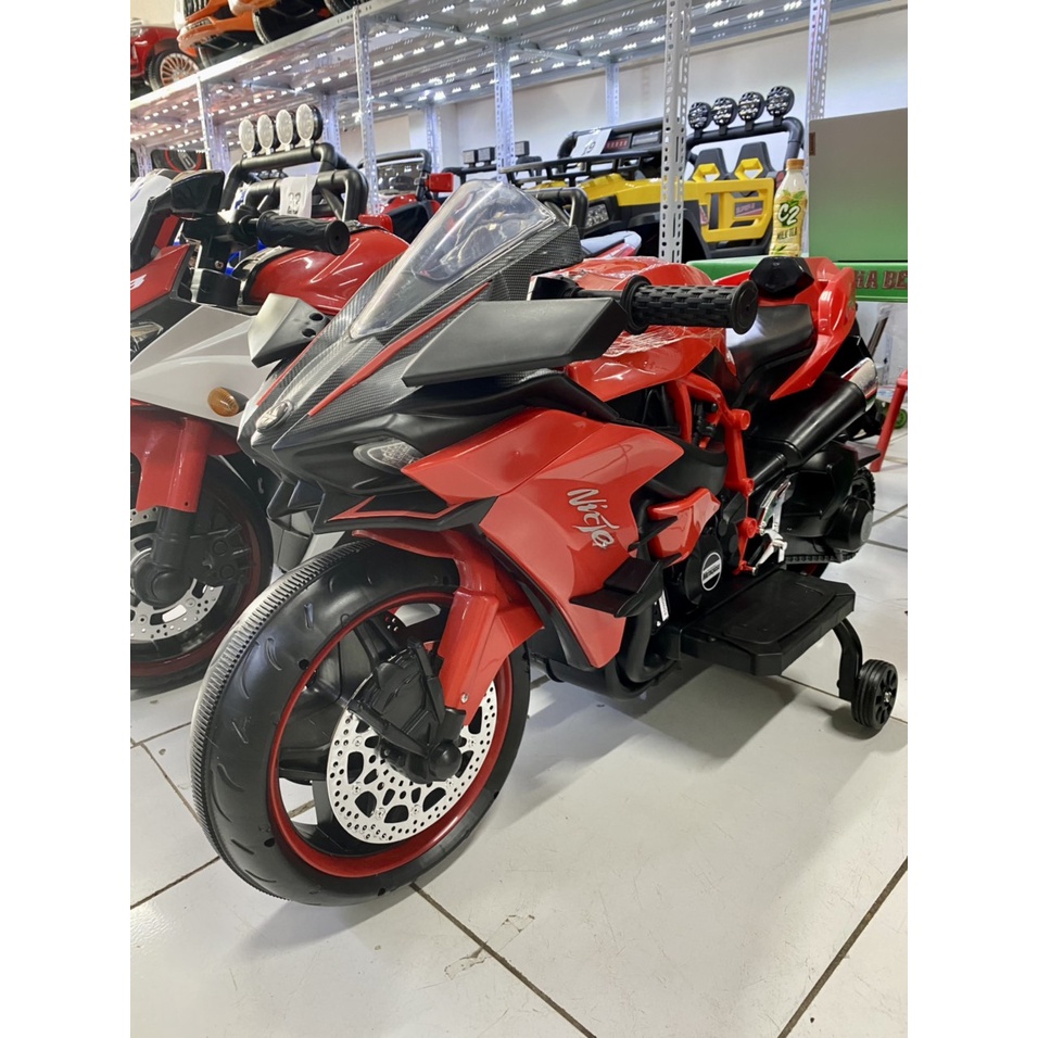 Mô tô điện Ninja H2R cho bé, Xe máy điện trẻ em sử dụng chân đạp ga