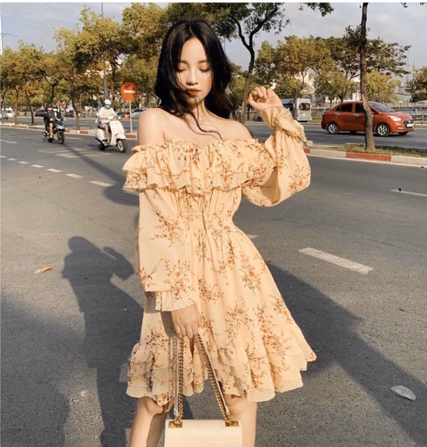 ĐẦM TRỄ VAI HOA XOÈ STYTE ULLZANG | BigBuy360 - bigbuy360.vn