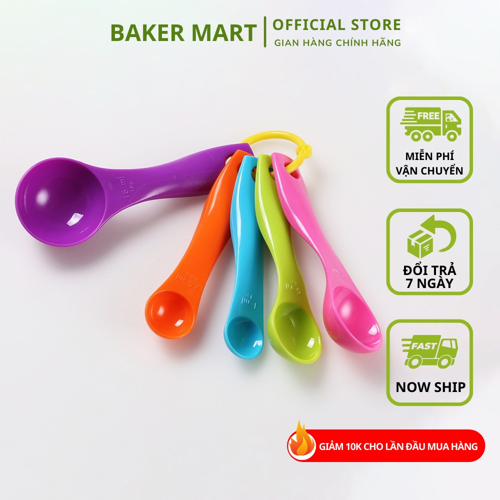 Bộ thìa đong, muỗng đong nhà bếp 5 món (set 5 cái) - Dụng cụ làm bánh Baker Mart