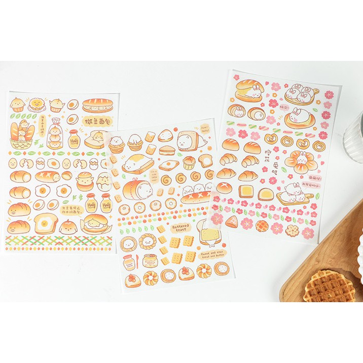 Miếng hình dán Sticker Bánh Mì Động Vật siêu đáng yêu trang trí sổ tay, planner, bulletjournal