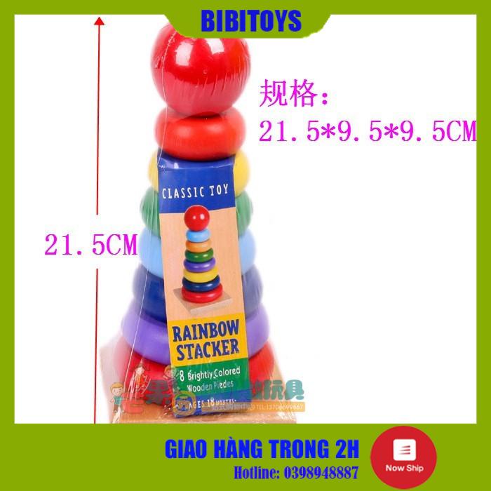 [RẺ VÔ ĐỊCH] Đồ chơi tháp cầu vồng gỗ size lớn giúp bé nhận biết màu sắc