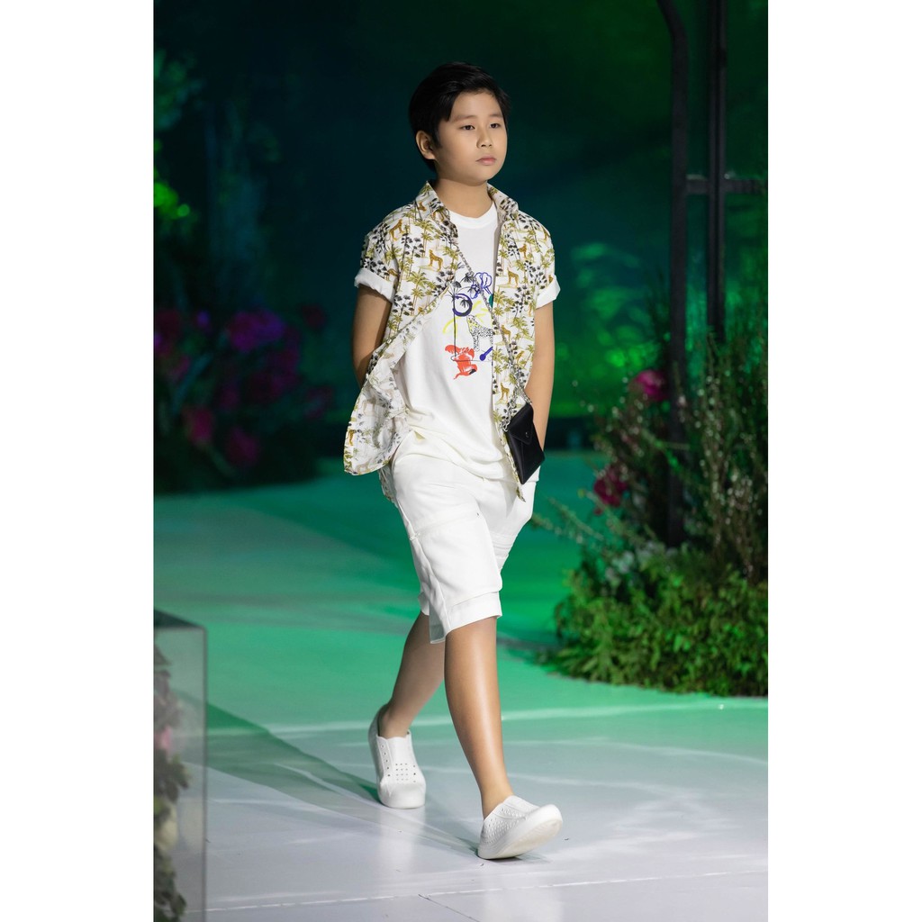 Áo sơ mi ngắn tay họa tiết bé trai IVY moda MS 16K1209