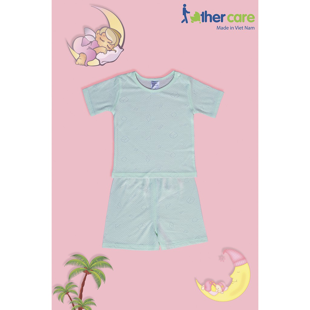Bộ quần áo trẻ em sợi tre Fathercare cài vai cộc tay - Hình khối FC203