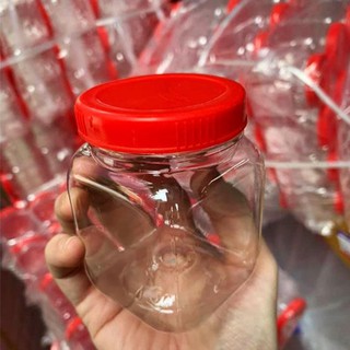 Hũ nhựa trong 5x5cm nắp đỏ