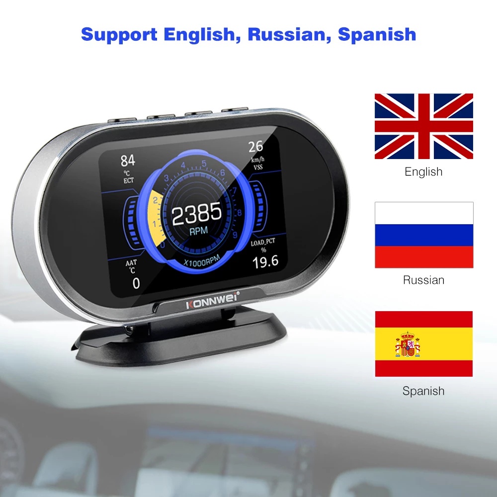 Máy Quét Kiểm Tra Nhiệt Độ Nước KONNWEI KW206 OBD2 On-Board Màn Hình Kỹ Thuật Số OBD OBD 2 Trong 1 Cho Xe Hơi