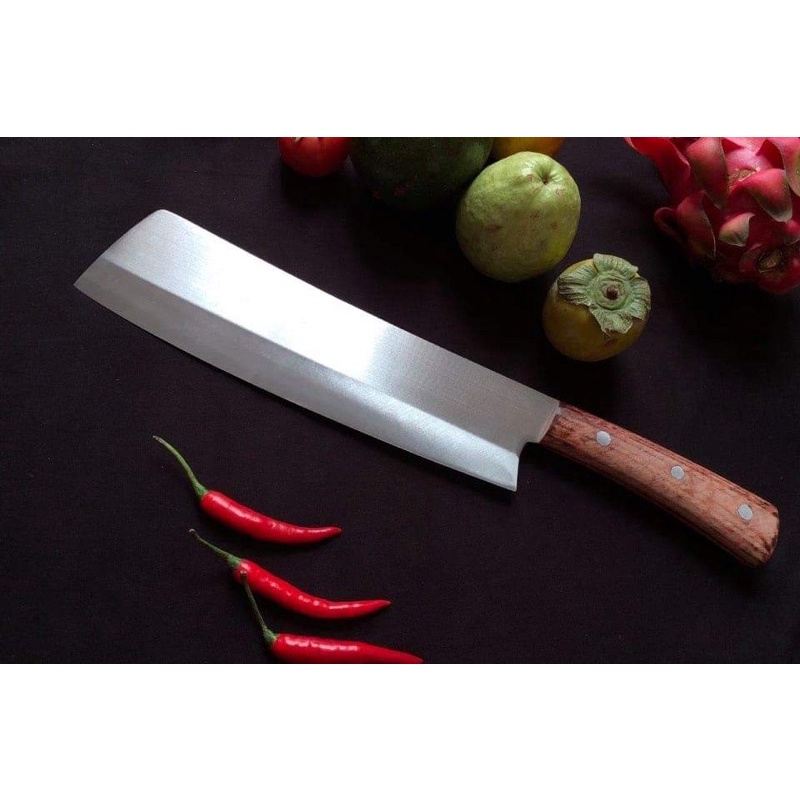 Dao thái thép trắng không rỉ (Ảnh thật 100%) 2 loại chuôi: gỗ, nhựa như hình ảnh khách mua loại nào nhắn tin cho shop