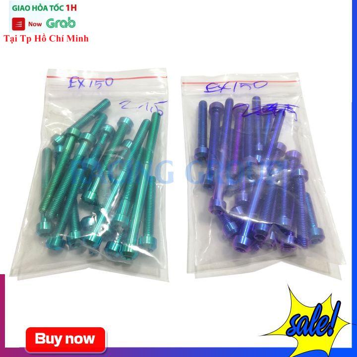 Bộ Ốc Lốc Máy GR5 Gắn Xe Máy Ex150 22 Con Lục Bảo Và Titan