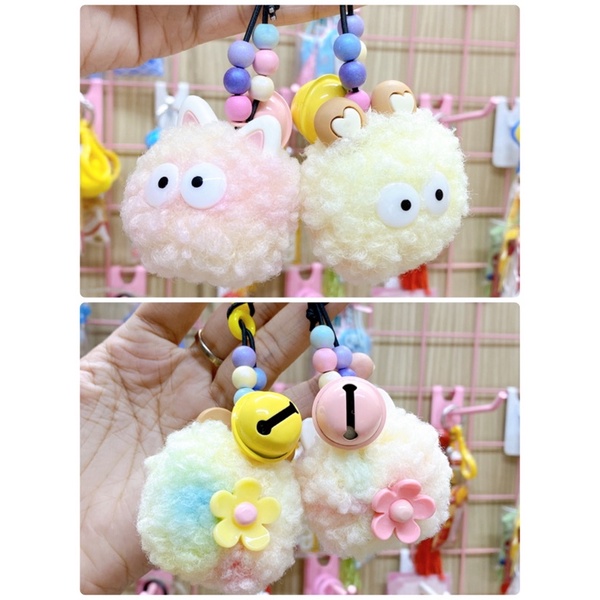 🌈CÓ SẴN🌈🌸Móc khoá cục bông Bồ hóng màu pastel siu cute đáng iuuu