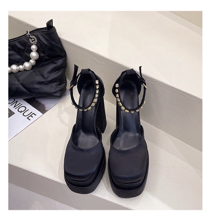 ORDER _ Giày cao gót nữ da phi lụa đế trụ 14cm siêu tôn đáng