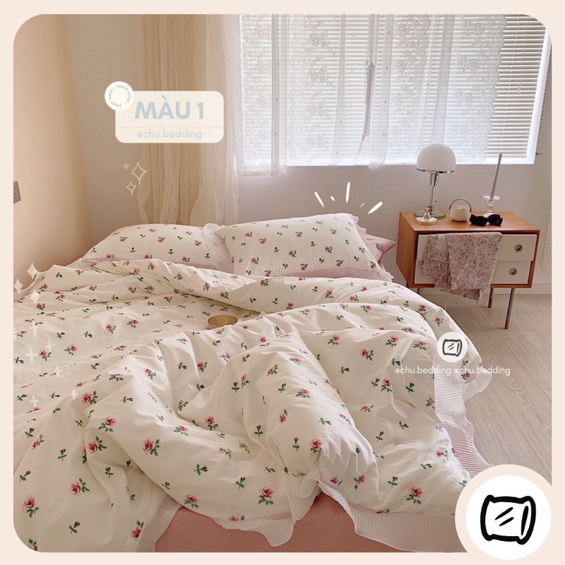 Bộ chăn ga gối chất liệu COTTON 100% Viền bèo