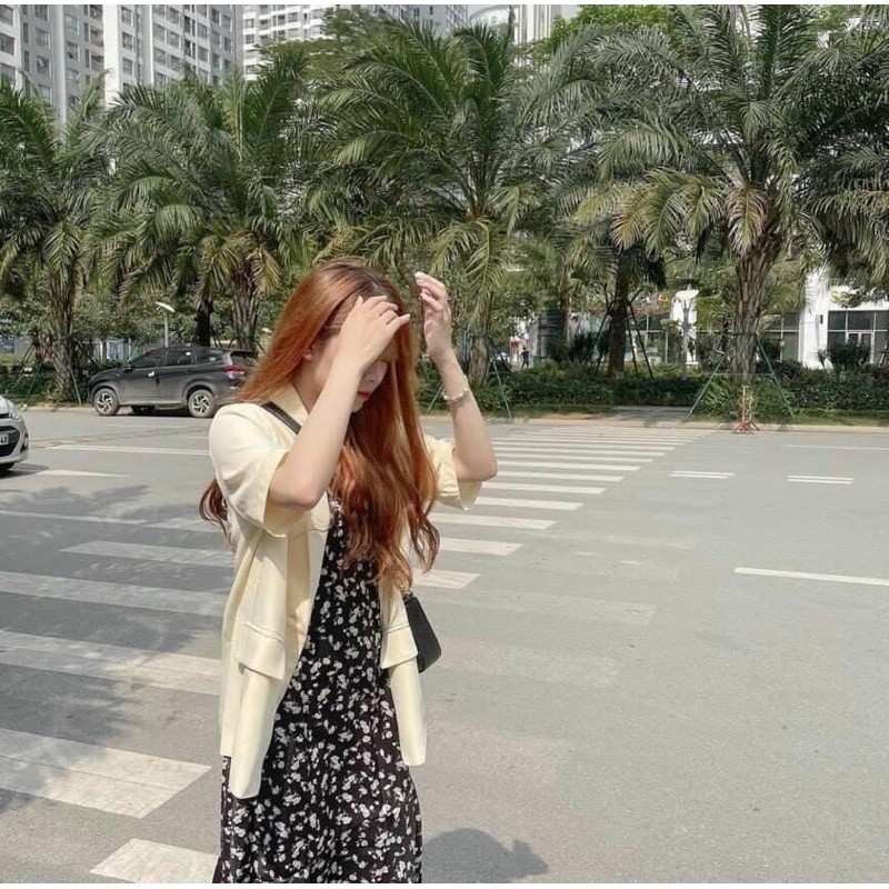 🎀 SET VÁY 2 DÂY ĐUÔI CÁ HOA NHÍ MIX ÁO BLAZER BE🍓