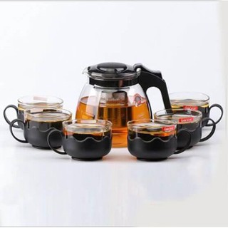 Bộ bình lọc trà 700ml thủy tinh tặng kèm 4 ly tiện dụng