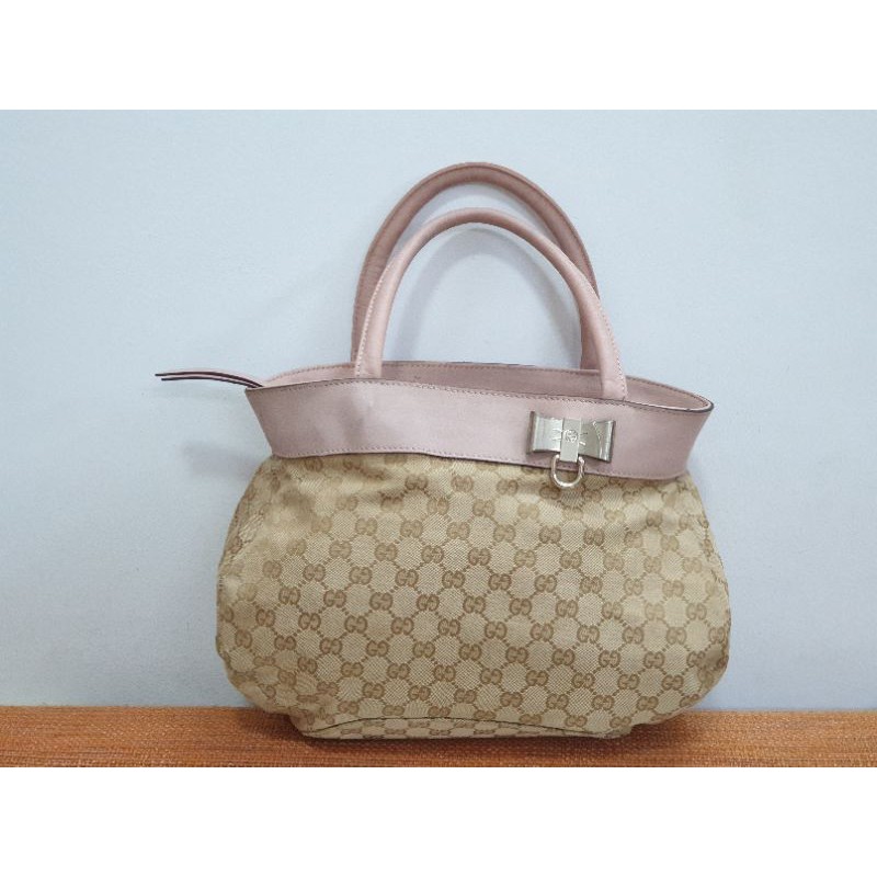 Túi used secondhand canvas phối da thật, túi made in Italty có code