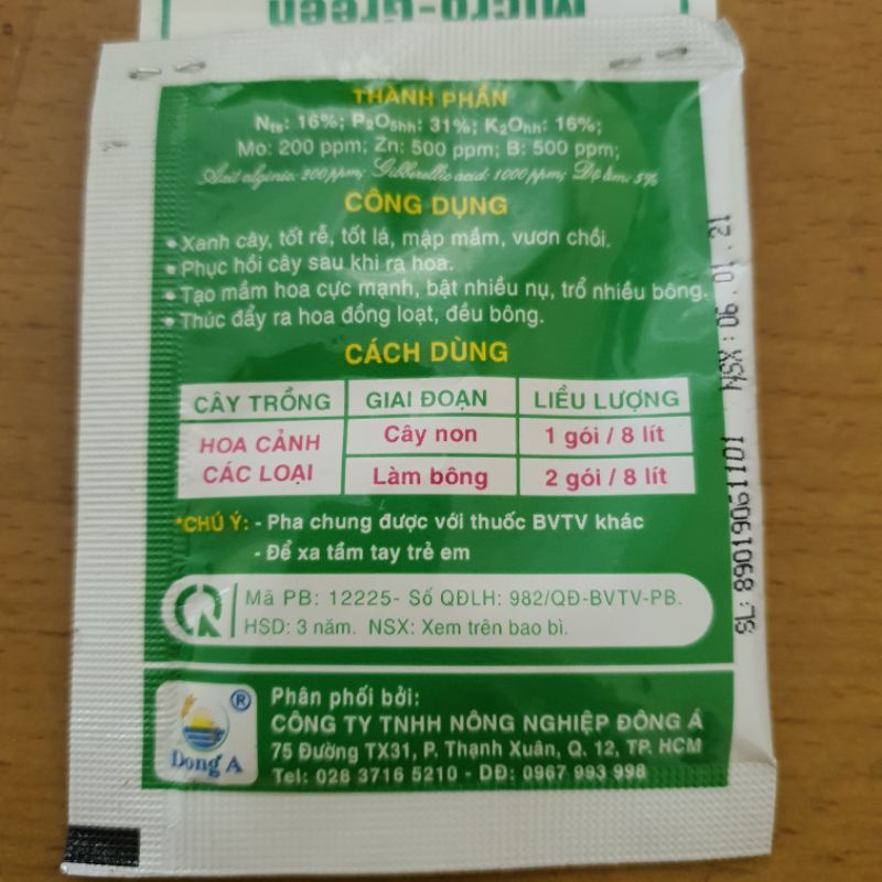 TẠO MẦM HOA MICRO- GREEN 16-31-16 (10G)