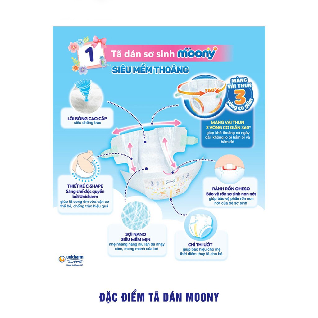 Bỉm quần/dán MOONY NATURAL trắng từ bông hữu cơ, nội địa nhật đủ size NB63/S58/M46/L36/XL32