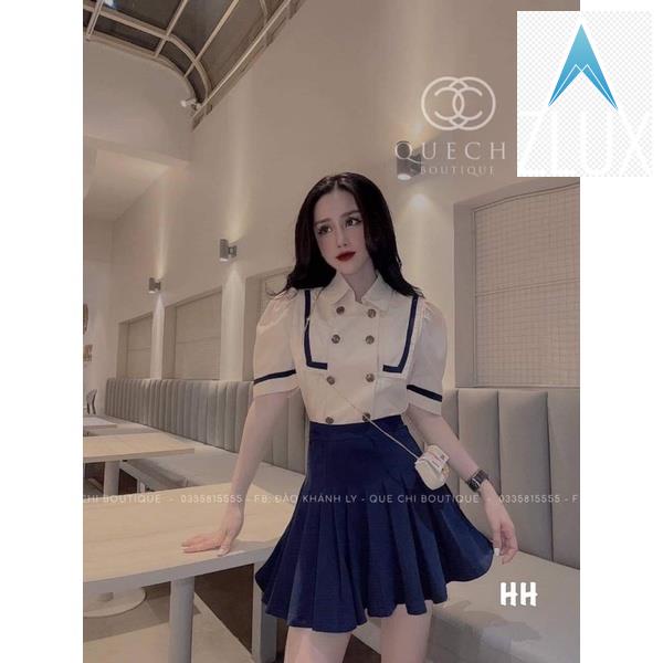✊👊 Set Bộ Áo Thuỷ Thủ Mix Chân Váy Xếp Ly ✊👊