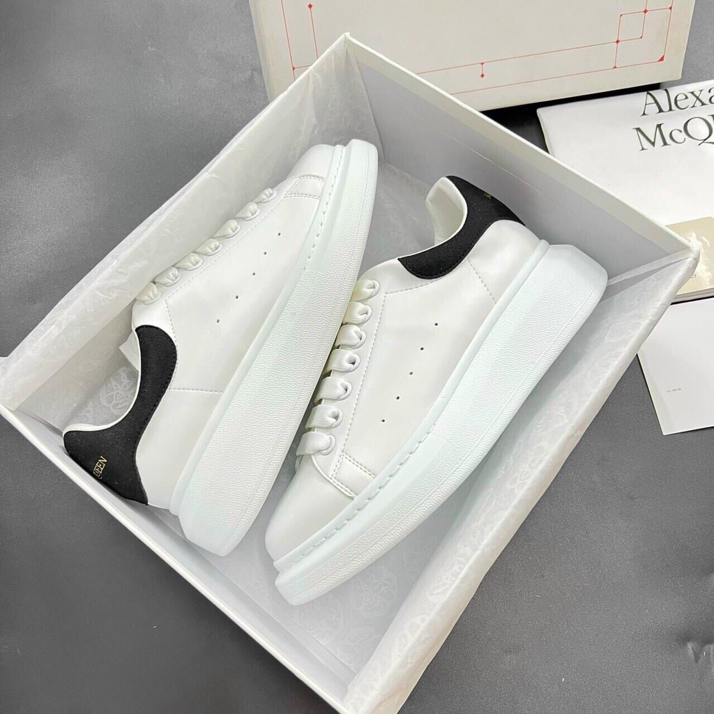 Giày mc qeen gót nhung đen dây lụa chất liệu da mền đi êm full bil + full box 11