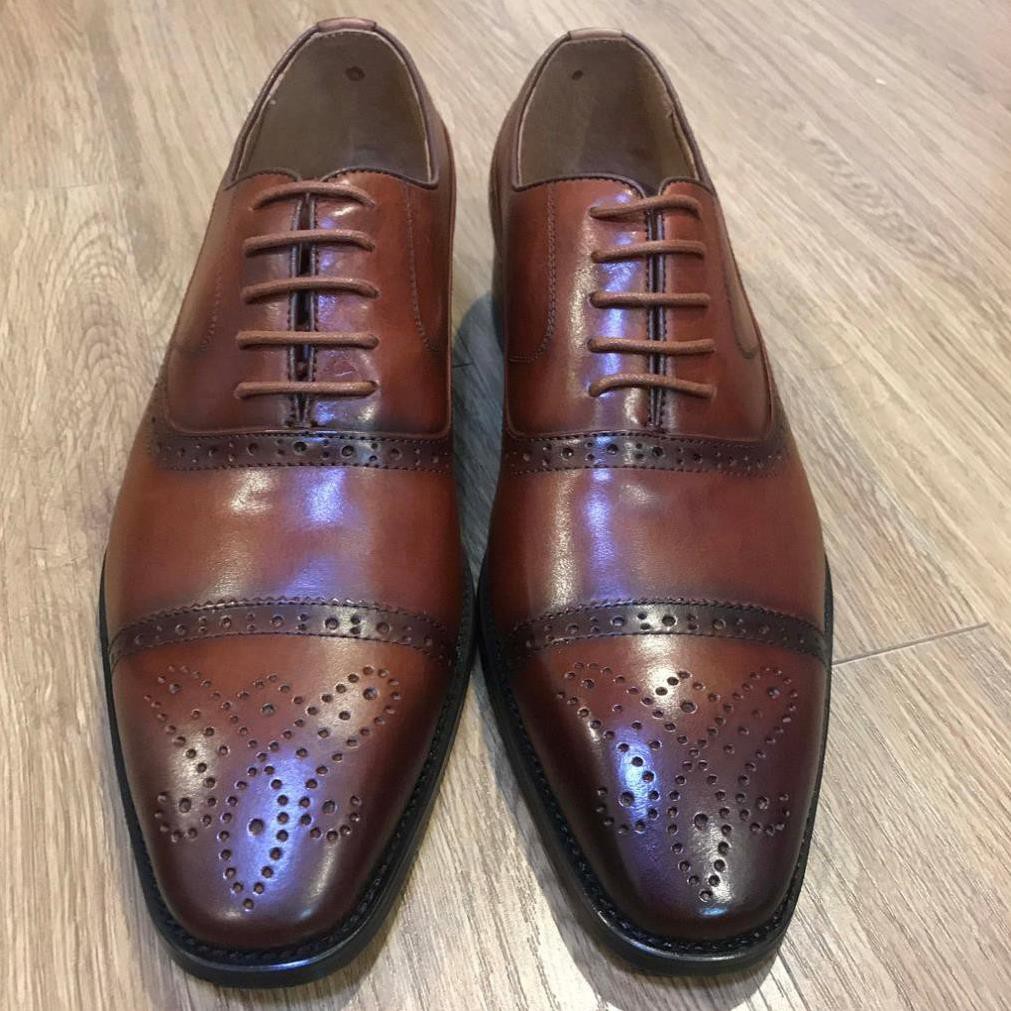 Giày tây nam handmade hàng hiệu hiện đại khâu đế thời trang da cao cấp mh1 | BigBuy360 - bigbuy360.vn