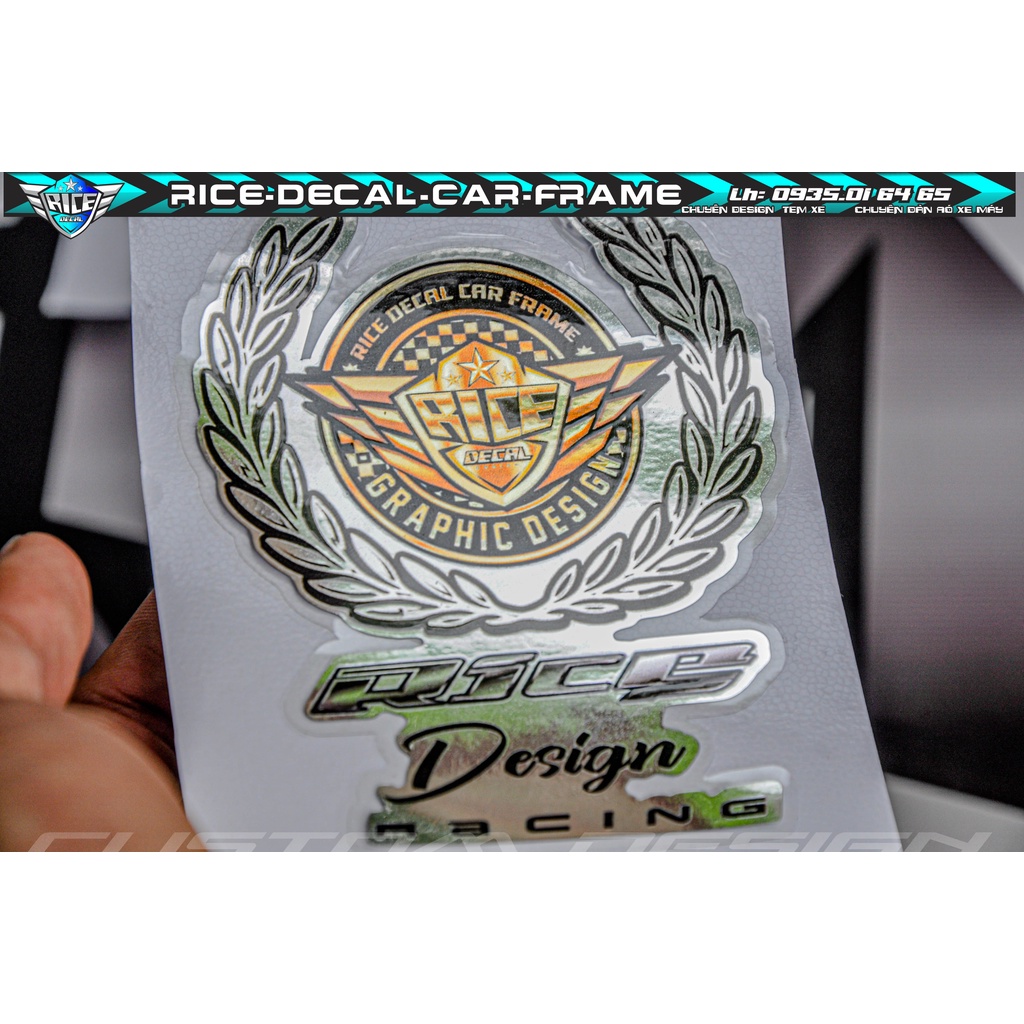 Tem Dán Dè Xe máy Rice decal car frame  Chất Liệu Crom xịn