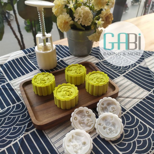 Khuôn trung thu lò xo 4 mặt thần tài 50g