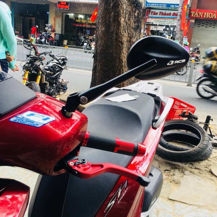 Gương chiếu hậu xe máy thời trang mini mẫu RCB S5 kiểu trái xoài gắn chân kính cho AB, SH, SH Mode, Wave,…