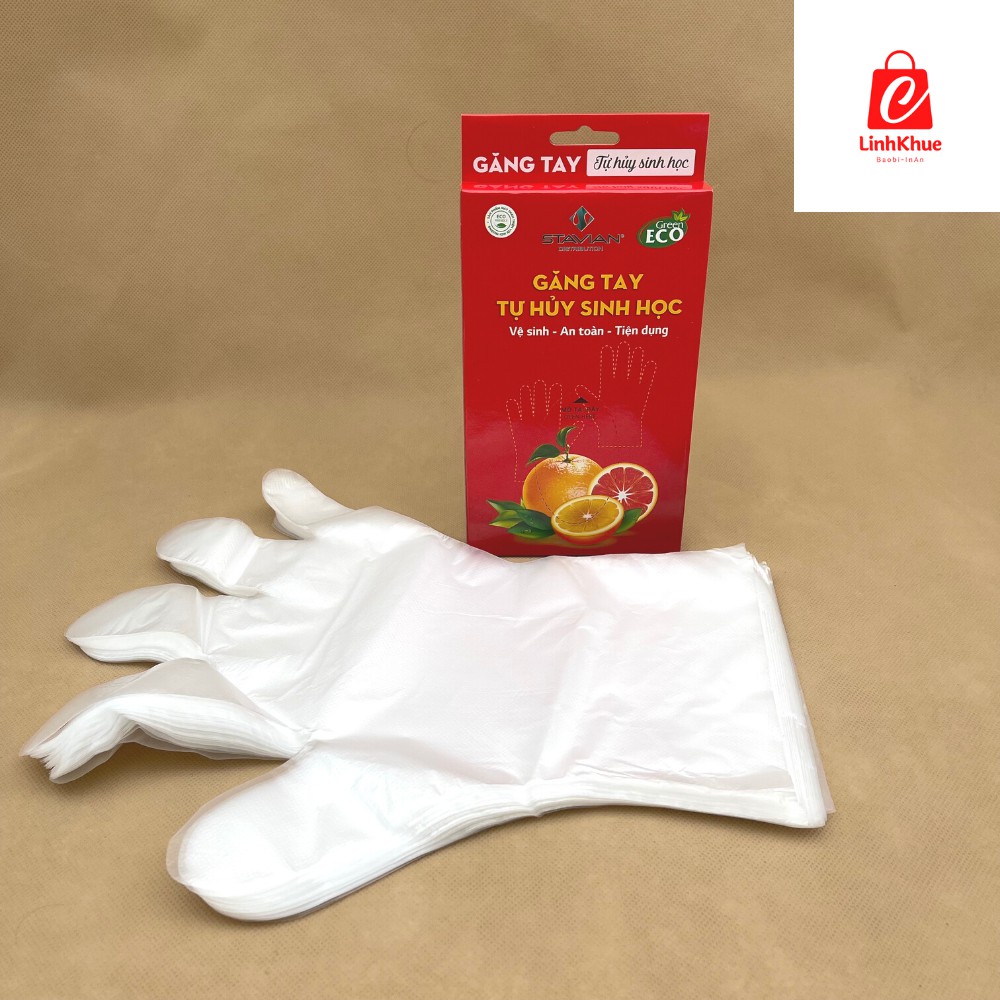 Găng tay tự huỷ sinh học STAVIAN +Cam kết an toàn vệ sinh thực phẩm + Hàng xịn + Sp029 + Găng tay nilon