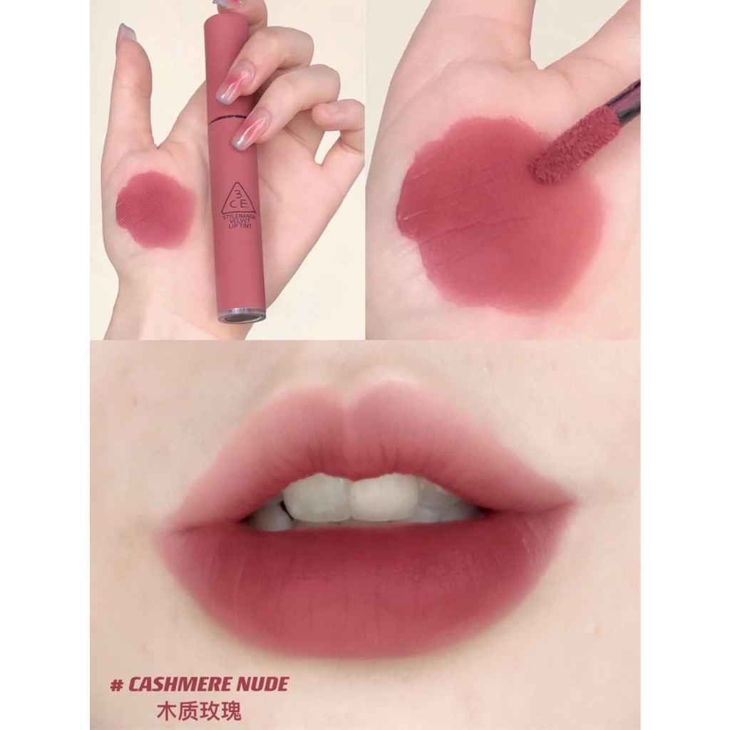 Son kem Lì 3ce Velvet Lip Tint 4g Mẫu Mới- Definition- Bitter Hour- Walk N Talk- Like Gentle- Cashmere Nude