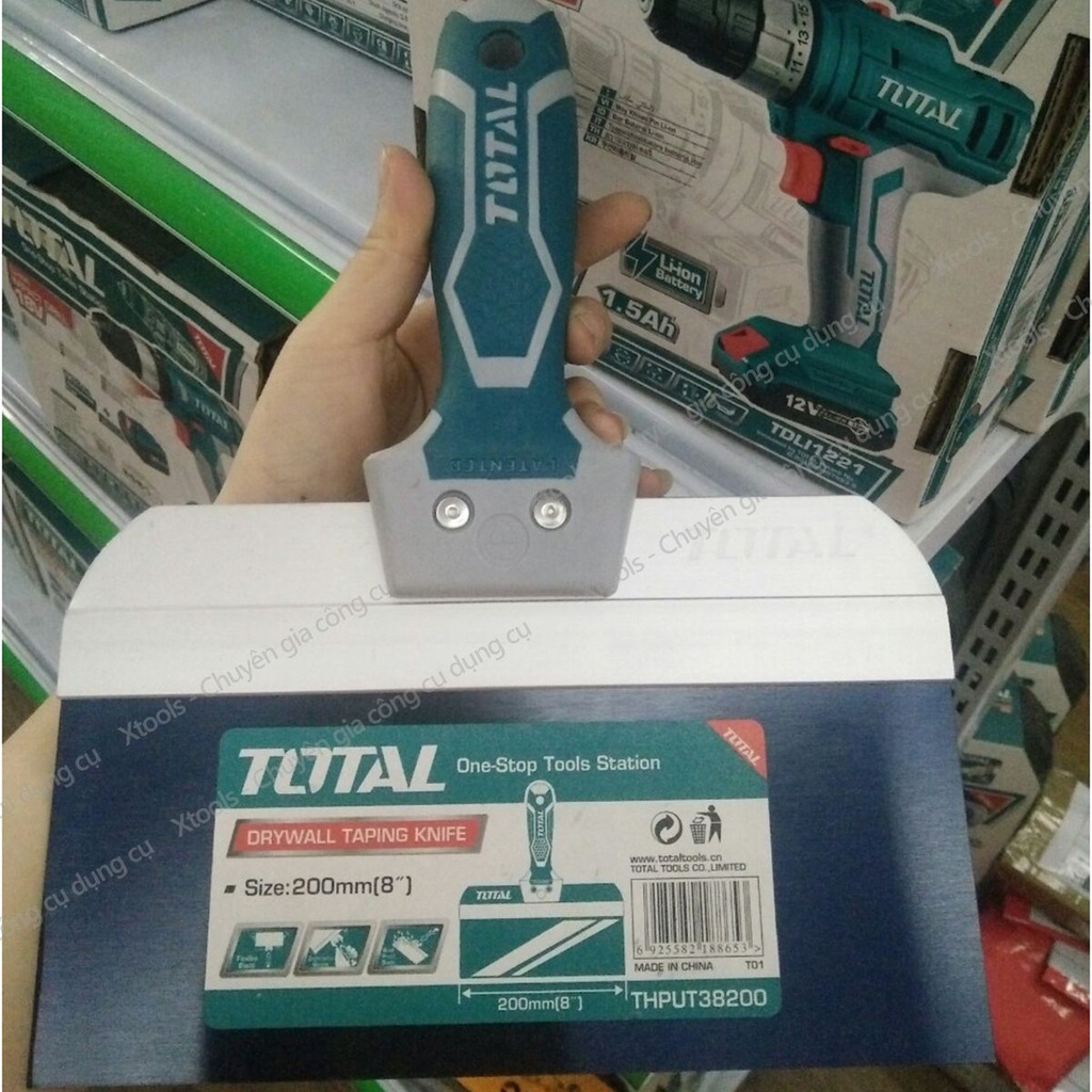 Dao cạo sơn TOTAL 8-10&quot;, bay sủi sơn, cạo sàn, cạo tường, đa chức năng hợp kim nhôm bền chắc, tay cầm chống trượt