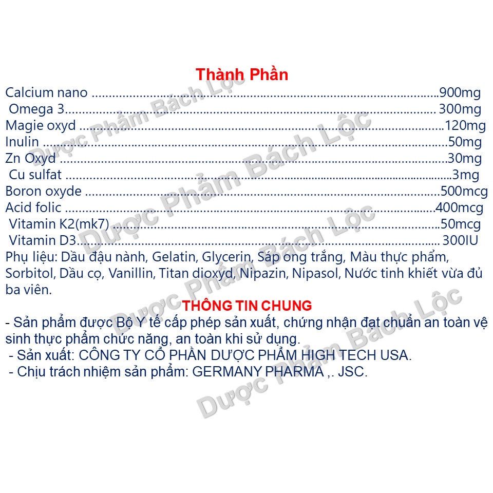 Viên uống bổ sung canxi hỗ trợ tăng chiều cao, chắc khỏe xương khớp Liquid Calcium Nano- Gemany pharma - 100 viên