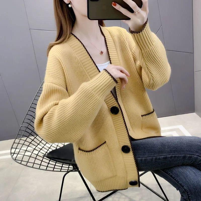 Năm mới năm mới áo len dệt kim lỏng lẻo áo khoác cardigan với hương thơm hàng đầu