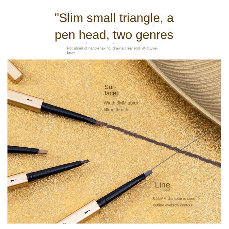 Bút Chì Kẻ Lông Mày Hai Đầu Xoay Động 2 Chiều Màu Vàng Sang Chảnh Bền Màu Yin BKM 120