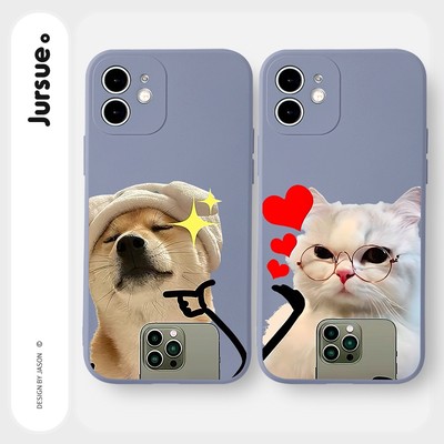 Ốp lưng JURSUE mềm hoạt hình cặp đôi dễ thương đẹp Cho iPhone 17 16 15 14 13 12 11 Pro Max SE 2020 X XR XS ip 8 7 Plus Y2285