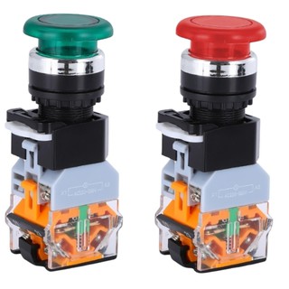 Công tắc nhấn đề có đèn LA38-11MD phi 22mm đầu nấm dù điện áp 24VDC, 220VAC
