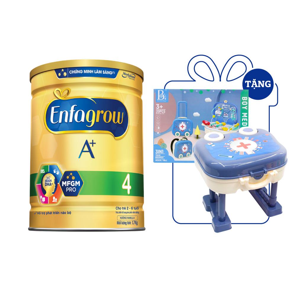 [Tặng Bộ Đồ Chơi Bác Sĩ Thú Y] Sữa bột Enfagrow A+ 4 1.7kg với DHA và MFGM cho trẻ từ 2-6 tuổi – lon 1.7kg