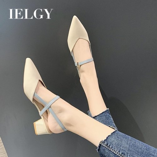 Giày cao gót IELGY mũi nhọn phối khóa cài sành điệu dành cho nữ