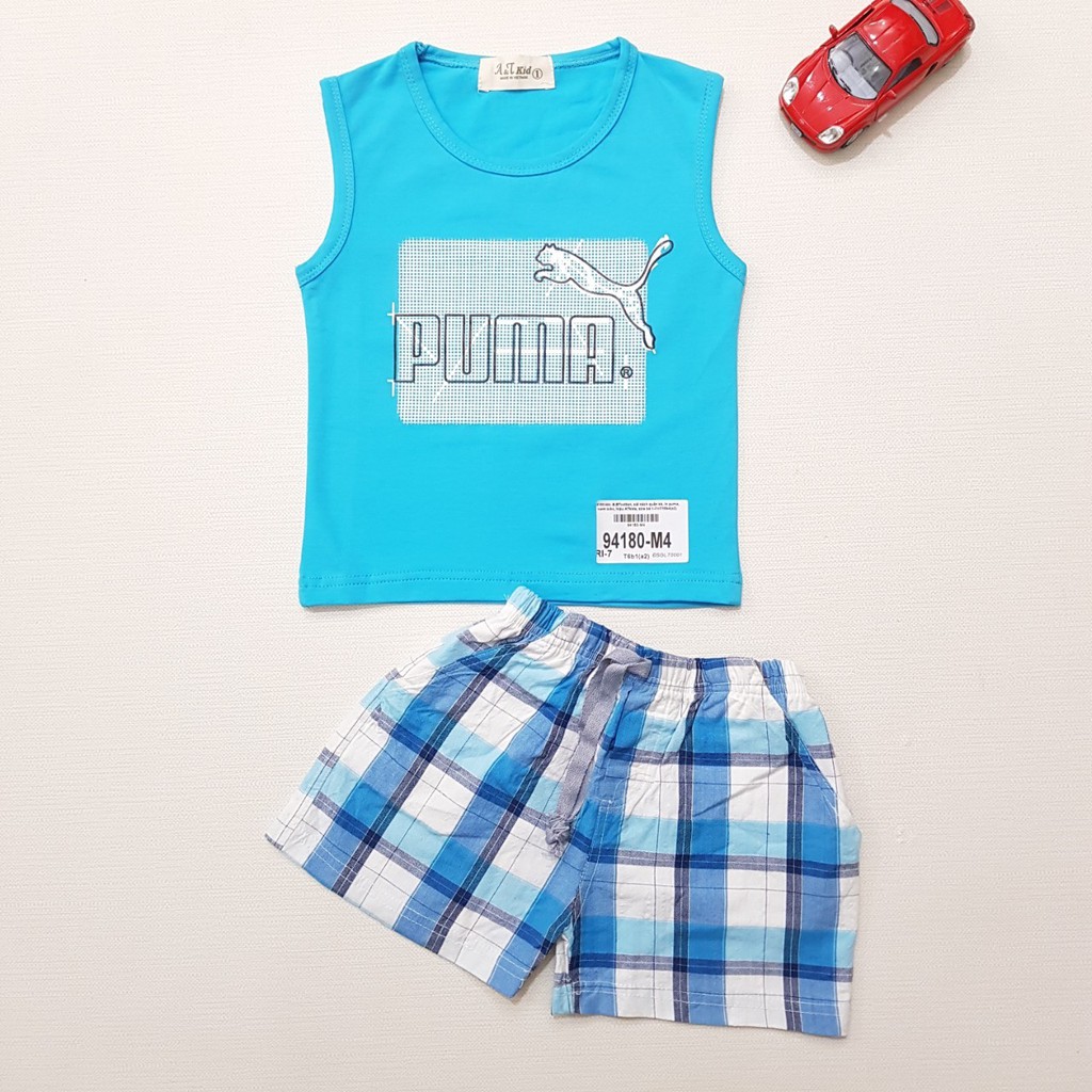 94180-M1- Bộ BT cotton,sát nách quẩn kẻ,in puma,cam,Made in VietNam,size bé 1-7/ri7,(combo 7 sản phẩm từ nhỏ đến lớn)