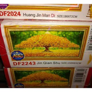 tranh đính đá cây kim tiền kt 150x65cm dạng phôi